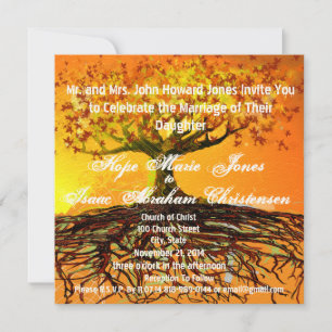 Monogram Roots of Love Square Wedding Invitation Einladung