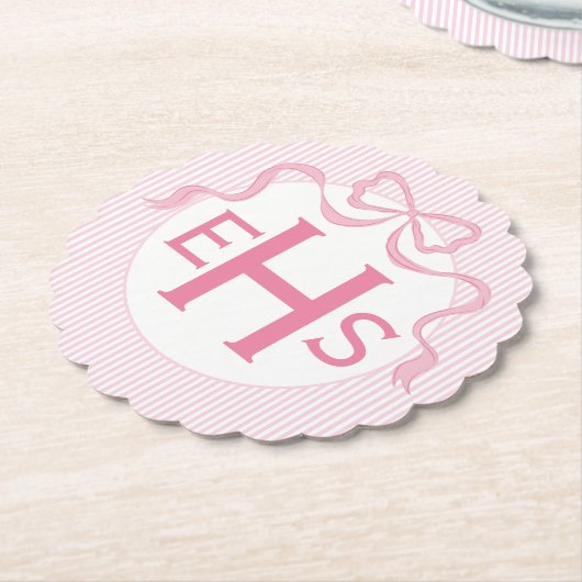 Monogram, rosa Bow, benutzerdefinierte Ribbon Untersetzer (angewinkelt)