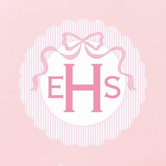 Monogram, rosa Bow, benutzerdefinierte Ribbon Untersetzer