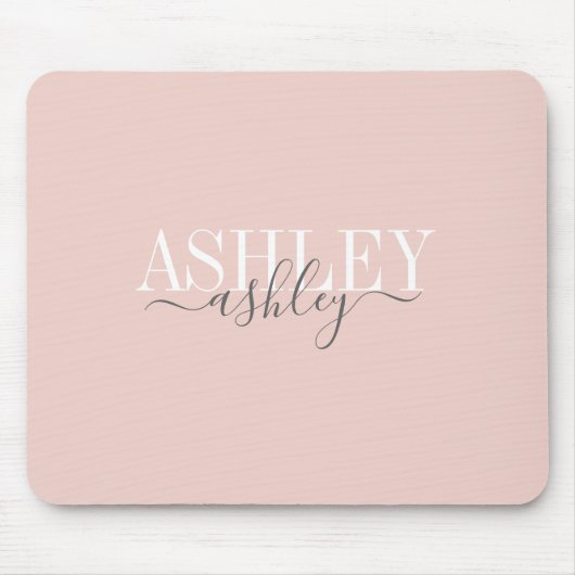 Monogram, Rosa Rosa, Grau elegant Mousepad (Vorne)