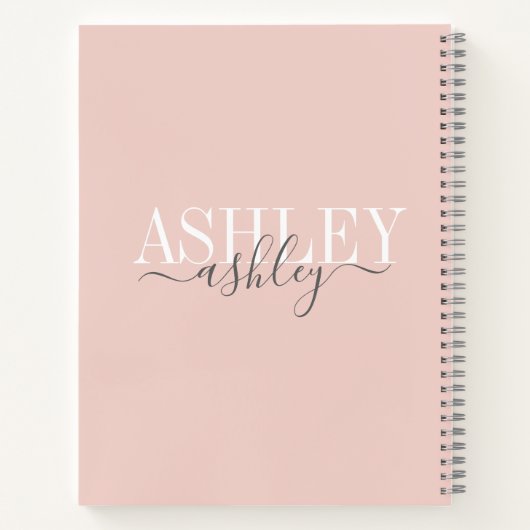 Monogram, Rosa Rosa, Grau elegant Notizblock (Rückseite)