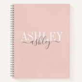 Monogram, Rosa Rosa, Grau elegant Notizblock (Vorderseite)