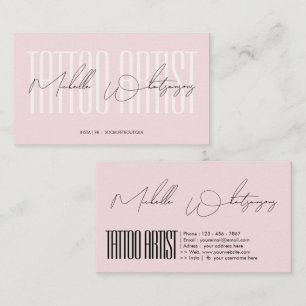 Monogram rosa TATTOO-KÜNSTLER moderne Schrift Visitenkarte
