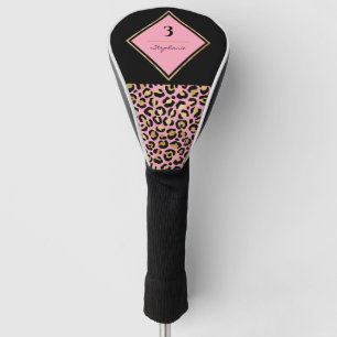 Monogram, rosa und goldene Leopard Farbblock Golf Headcover