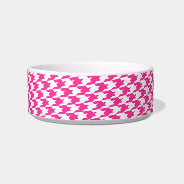 Monogram, rosa und weißes Hahnentrittmuster, klein Napf (Rechts)