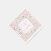 Monogram Rose Clematis Blueberry Paper Napkins Serviette (Ecke)