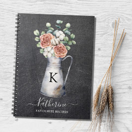 Monogram Rose Cotton Eucalyptus Black Recibook Notizblock