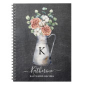 Monogram Rose Cotton Eucalyptus Jug Black Recig Notizblock (Vorderseite)