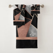 Monogram Rose Gold Abstraktes Muster Badetuch Set (Insitu)