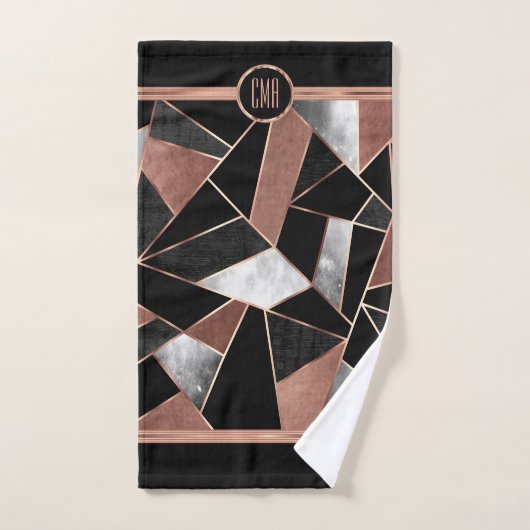 Monogram Rose Gold Abstraktes Muster Badetuch Set (Handtuch)