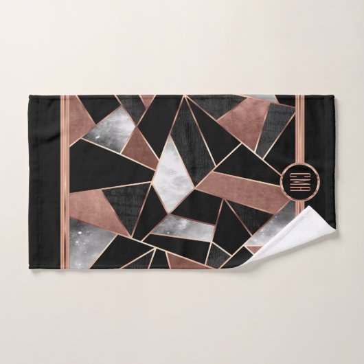 Monogram Rose Gold Abstraktes Muster Badetuch Set (Handtuch)