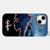 Monogram Rose Gold Agate Case-Mate iPhone Hülle (Rückseite (Horizontal))