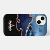 Monogram Rose Gold Agate iPhone Hülle (Rückseite (Horizontal))