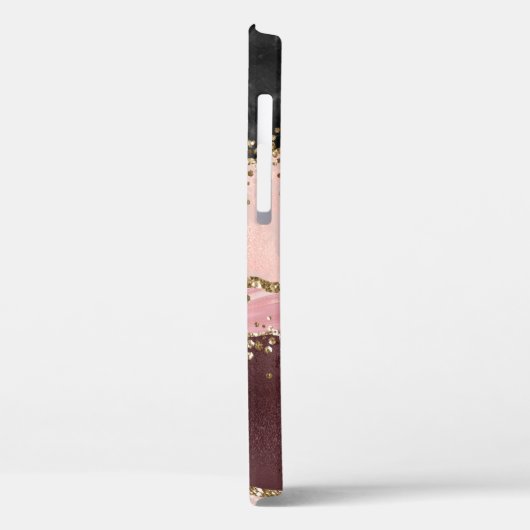 Monogram Rose Gold Agate Liquid & Glitzer Gold Case-Mate iPhone Hülle (Rückseite / Links)