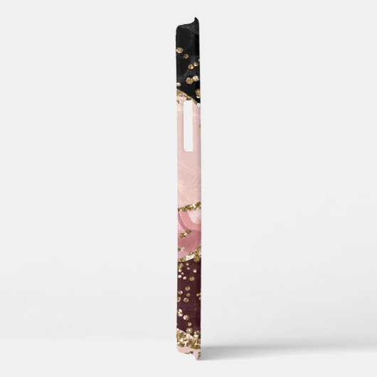 Monogram Rose Gold Agate Liquid & Glitzer Gold Case-Mate iPhone Hülle (Rückseite / Rechts)