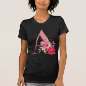 Monogram Rose Gold Alphabet A Wasserfarbe Blume T-Shirt (Vorderseite)