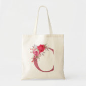 Monogram Rose Gold Alphabet C Aquarell Blume Tragetasche (Vorne)