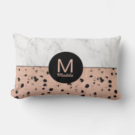 Monogram Rose Gold Animal Print und Marmormuster Lendenkissen
