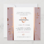 Monogram Rose Gold Bat Mitzvah - Hebräische SHIN Einladung (Rückseite)