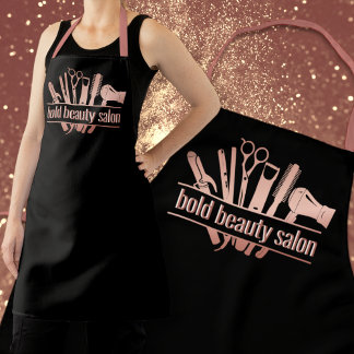 Monogram Rose Gold Beauty Salon Tools Stylist Blk Schürze