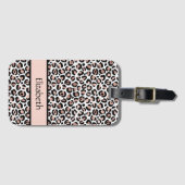 Monogram Rose Gold Black Leopard Print Gepäckanhänger (Vorderseite (Horizontal))