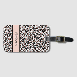 Monogram Rose Gold Black Leopard Print Gepäckanhänger