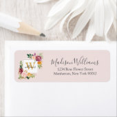 Monogram Rose Gold Blume Floral Rücksendeadresse (Insitu)