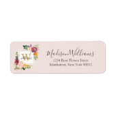 Monogram Rose Gold Blume Floral Rücksendeadresse (Vorne)