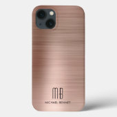 Monogram Rose Gold Brushed Metal Case-Mate iPhone Hülle (Rückseite)