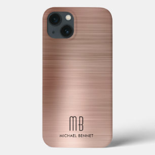 Monogram Rose Gold Brushed Metal Case-Mate iPhone Hülle