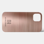 Monogram Rose Gold Brushed Metal Case-Mate iPhone Hülle (Rückseite (Horizontal))