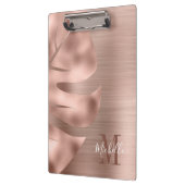 Monogram Rose Gold Brushed Metal Palm Leaf Klemmbrett (Links)
