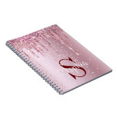 Monogram Rose Gold Drilling Glitzer Glitzern Notizblock (Rechte Seite)