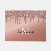 Monogram Rose Gold Dripping Glitzer Metallic Fußmatte (Vorderseite)