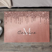 Monogram Rose Gold Dripping Glitzer Metallic Fußmatte