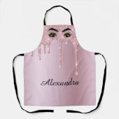 Monogram Rose Gold Dripping Glitzer Metallic Name Schürze (Vorderseite)