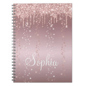 Monogram Rose Gold Dripping Glitzer Metallic Notizblock (Vorderseite)