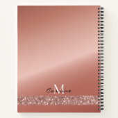 Monogram Rose Gold Dripping Glitzer Metallic Notizblock (Rückseite)