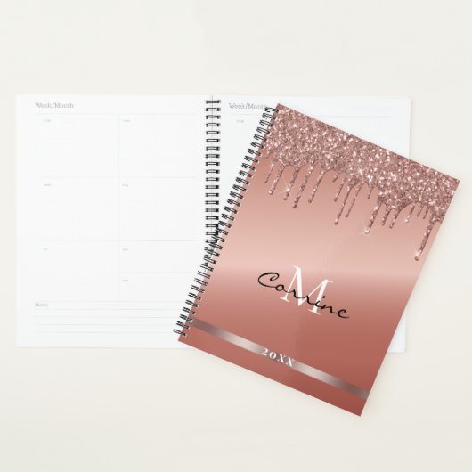 Monogram Rose Gold Dripping Glitzer Metallic Planer (Anzeige)