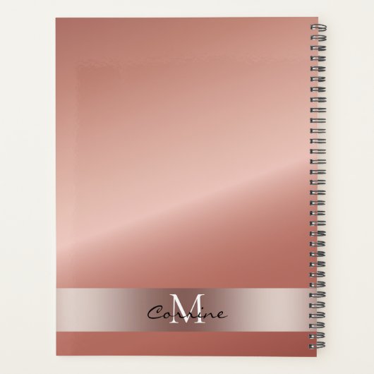 Monogram Rose Gold Dripping Glitzer Metallic Planer (Rückseite)