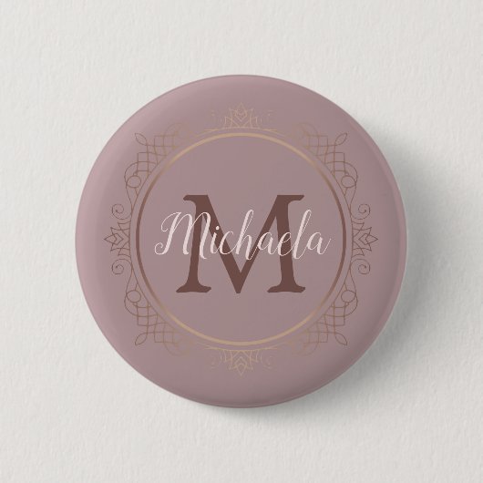 Monogram Rose Gold Elegante Moderne Vorlage Button (Vorderseite)