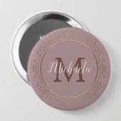 Monogram Rose Gold Elegante Moderne Vorlage Button (Vorne & Hinten)
