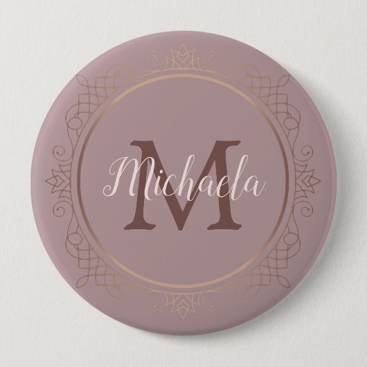 Monogram Rose Gold Elegante Moderne Vorlage Button (Vorderseite)