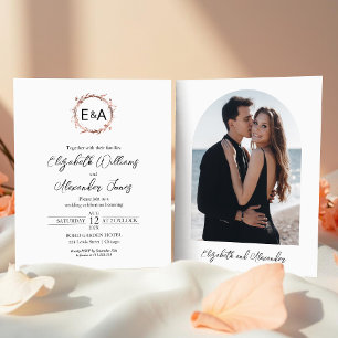 Monogram Rose Gold Foil Budget Einladung