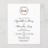 Monogram Rose Gold Foil Budget Einladung (Vorderseite)