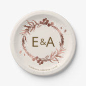 Monogram Rose Gold Foil Wedding Pappteller (Vorderseite)