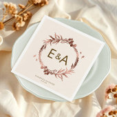 Monogram Rose Gold Foil Wedding Serviette