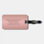 Monogram Rose Gold Girly Script Individuelle Name Gepäckanhänger (Rückseite horizontal)