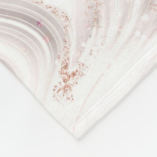 Monogram Rose Gold Glitzer Agate Schwarz-weiß Fleecedecke (Ecke)