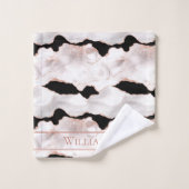 Monogram Rose Gold Glitzer Agate Schwarz-weiß Swir Badhandtuch Set (Waschlappen)